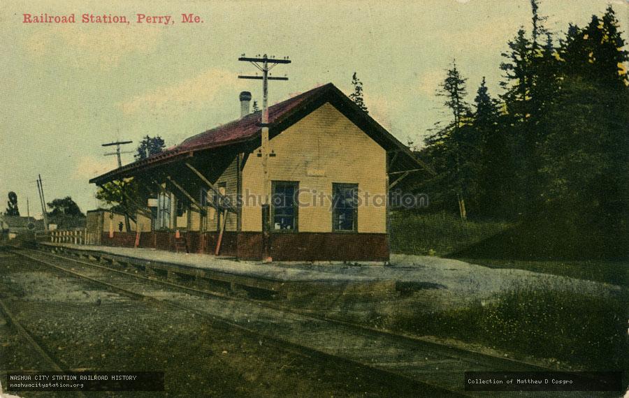 Postcard: Railroad Station, Perry, Maine